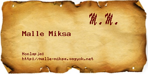 Malle Miksa névjegykártya
